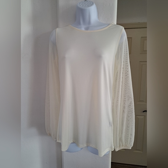 ANTTHONY Original Tops - ANTTHONY Original Creme Blouse with Long Bishop Sleeves Size XL NWOT